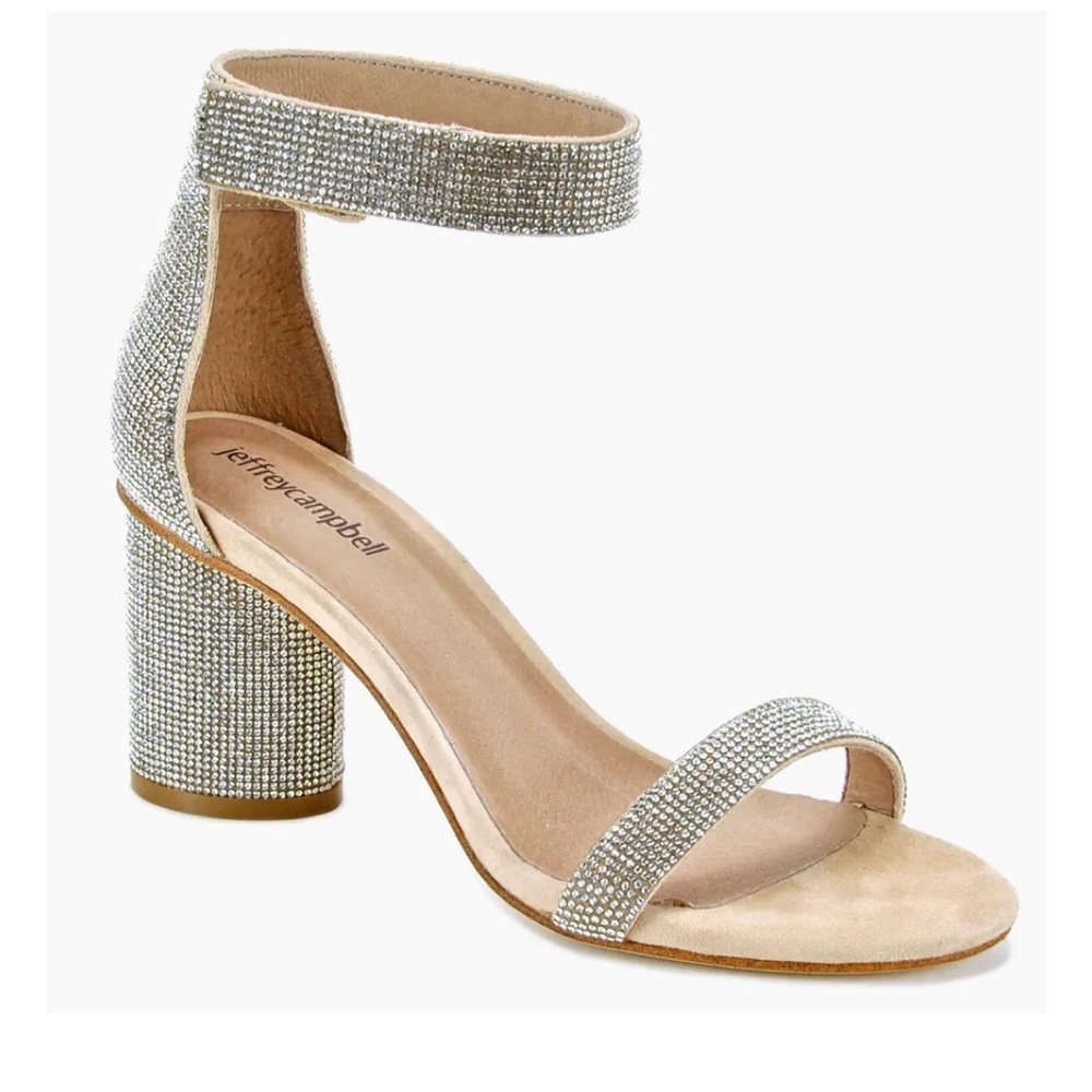 Jeffrey Campbell Laura Crystal Embellished Block Heel